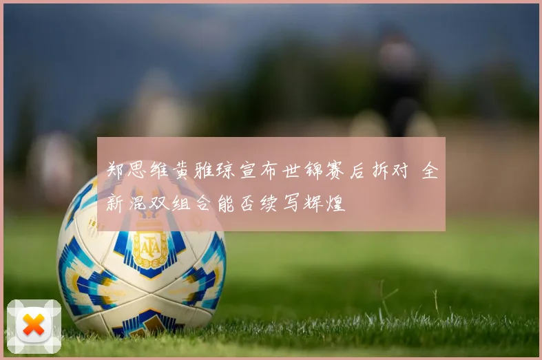 郑思维黄雅琼宣布世锦赛后拆对 全新混双组合能否续写辉煌